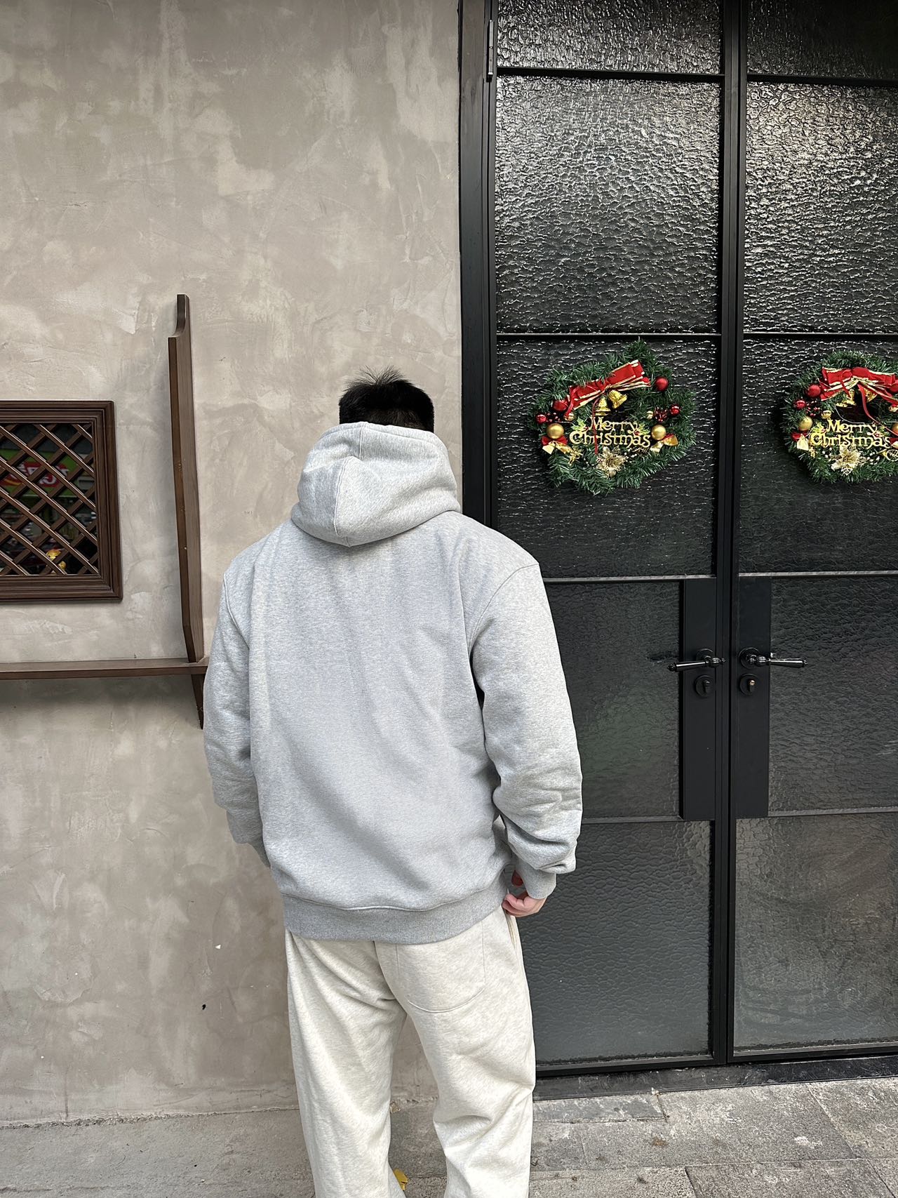 Tricolor embroidered patchwork hooded sweatshirt