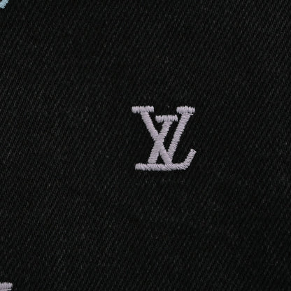 Gradient fully embroidered denim jacket set
