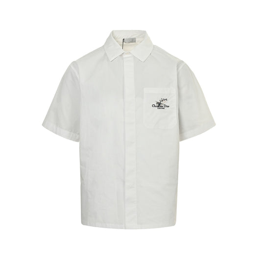 25ss lily of the valley embroidered short-sleeved shirt