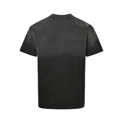 g 25 Washed cursive letter printed short sleeved shirt