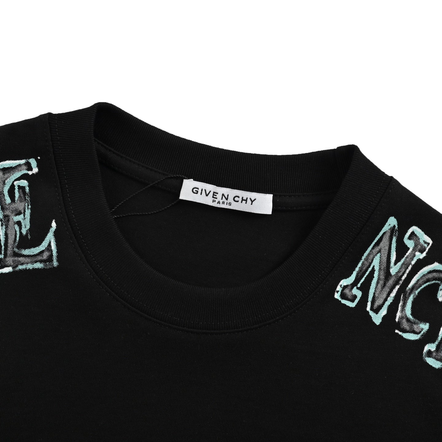25ss Hand-painted lettering printed short sleeves on shoulders