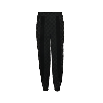 Flocked checkerboard trousers set
