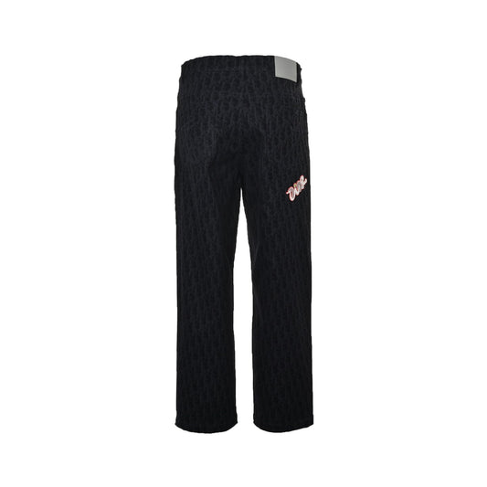 Co-branded Year of the Snake limited edition presbyopia all-over printed denim suit trousers