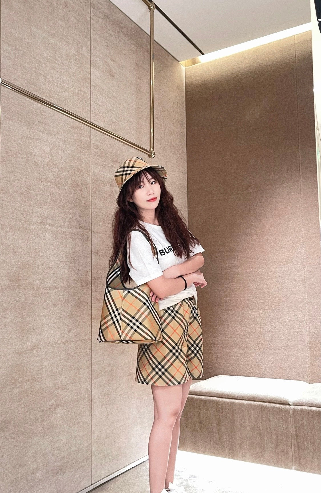 25 Diagonal plaid shorts