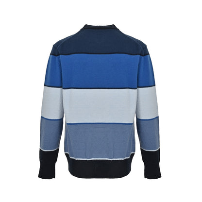 25Fw 25Fw Blue Gradient Stripe Patch Crew Neck Sweater