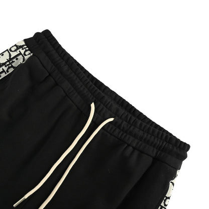jacquard webbing trousers with embroidered logo