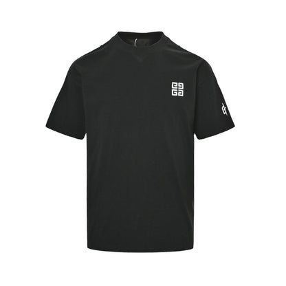 25ss front and back grid letter logo embroidered short sleeved shirt