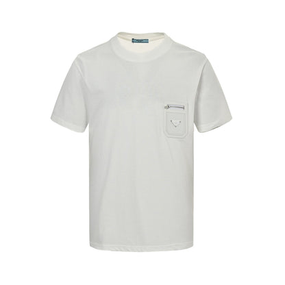 25ss Triangle leather patch pocket short sleeves