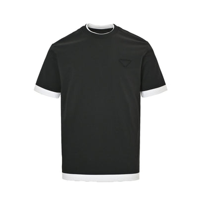25ss fake two-piece spliced short sleeved shirt