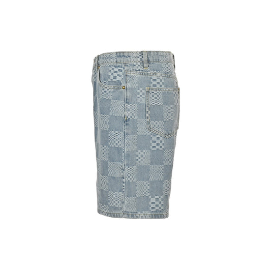 25ss checkerboard jacquard denim shorts