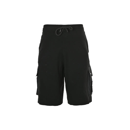 Embossed patch double pocket drawstring shorts