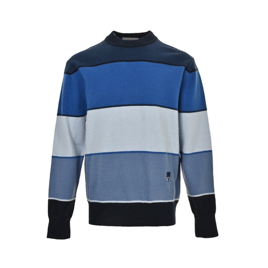 25Fw 25Fw Blue Gradient Stripe Patch Crew Neck Sweater