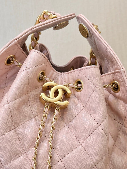25C Hobo Bags 40cm Pink Grained Calfskin
