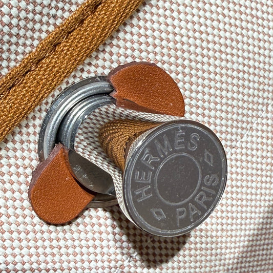 Mini Herbag Silver Buckle 20 Beige Canvas and Hunter Cowhide 243216