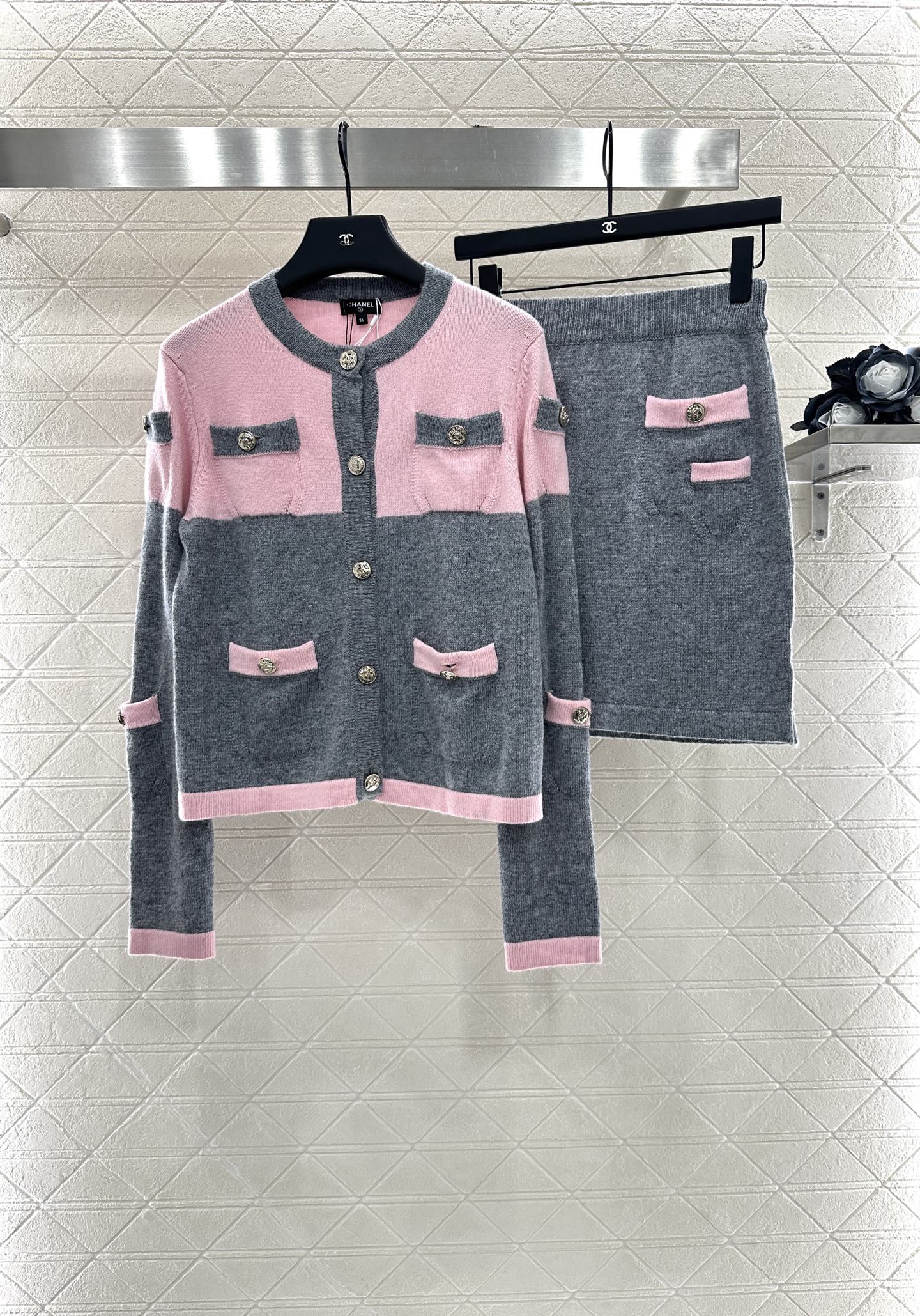 25 Knit Cardigan and Skirt Set