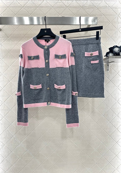 25 Knit Cardigan and Skirt Set