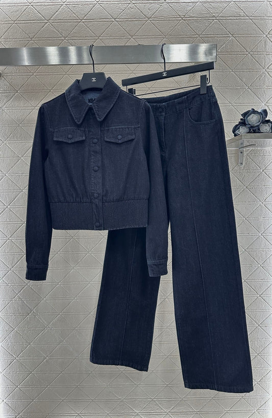 25 Retro Denim Jacket and Pants Set