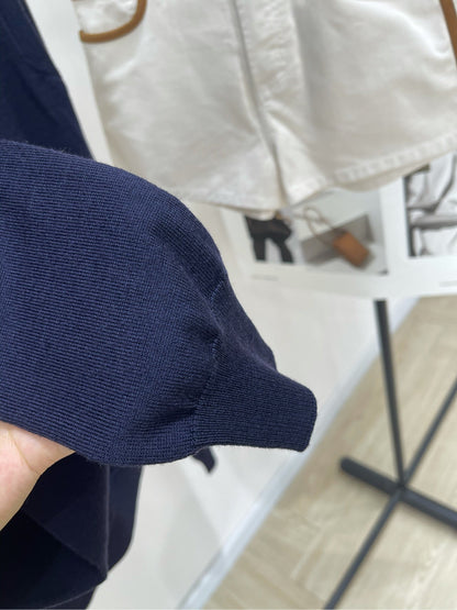 M 25 navy blue long-sleeved sweater with one-shoulder collar