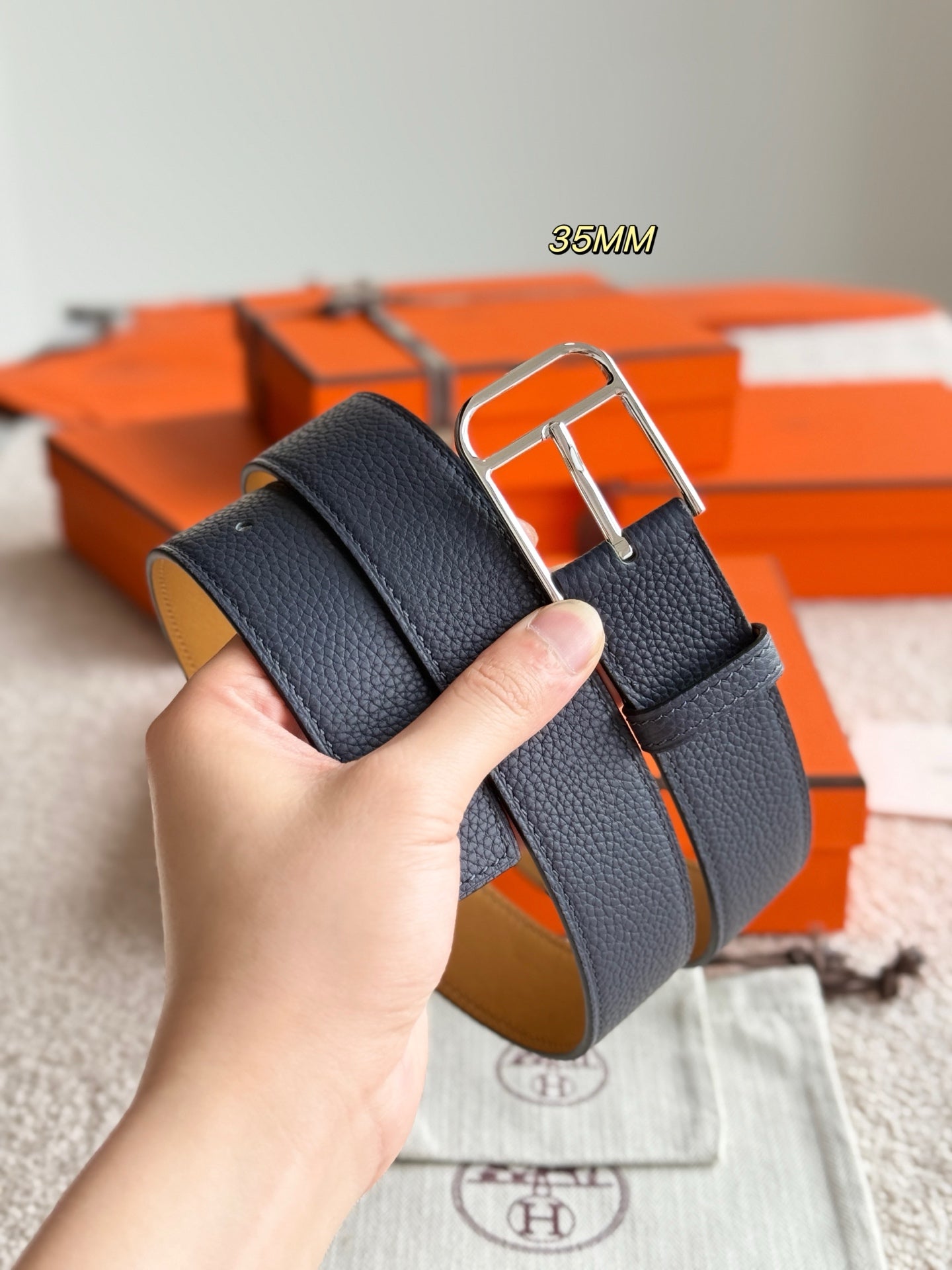 35mm Romain Belt Midnight Blue Leather 188399