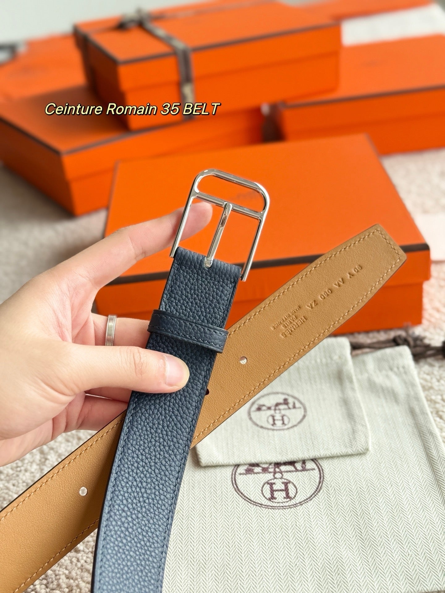 35mm Romain Belt Midnight Blue Leather 188399