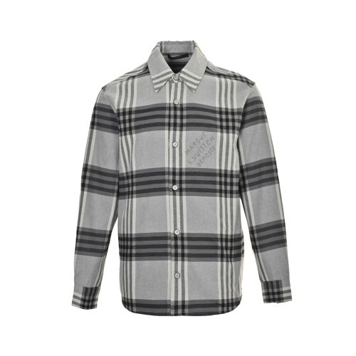 25Fw Plaid Lettering Flannel Shirt Jacket