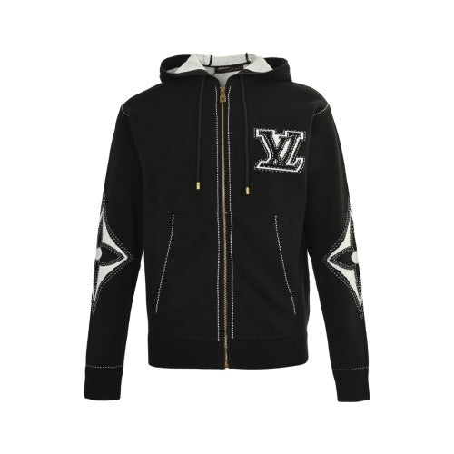 25fw intarsia logo knit zip-up jacket