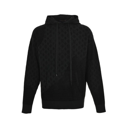 25fw jacquard patchwork knitted hooded sweatshirt