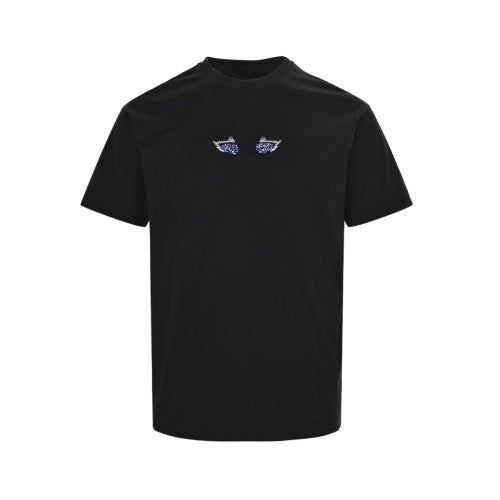 25ss rhinestone cat-eye embroidered T-shirt