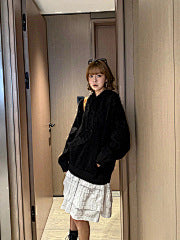 25fw jacquard patchwork knitted hooded sweatshirt