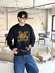 25fw embroidered letter logo crew neck sweatshirt