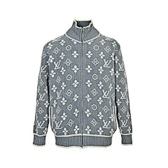 25Fw all-over printed jacquard zipper sweater jacket