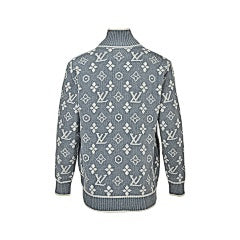 25Fw all-over printed jacquard zipper sweater jacket