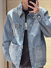 25Fw embroidered pocket denim jacket