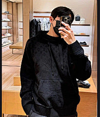 25fw jacquard patchwork knitted hooded sweatshirt