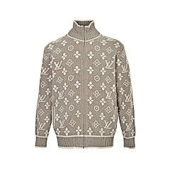 25Fw all-over printed jacquard zipper sweater jacket
