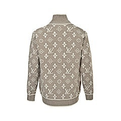 25Fw all-over printed jacquard zipper sweater jacket