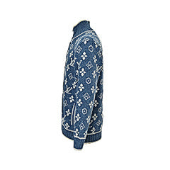 25Fw all-over printed jacquard zipper sweater jacket