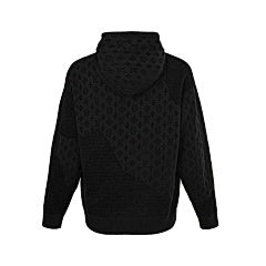 25fw jacquard patchwork knitted hooded sweatshirt
