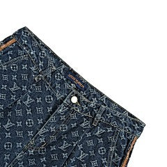 25fw monogram jacquard leather trim jeans