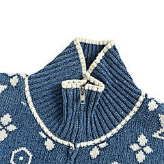 25Fw all-over printed jacquard zipper sweater jacket