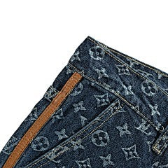 25fw monogram jacquard leather trim jeans