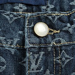 25fw monogram jacquard leather trim jeans