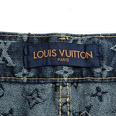 25fw monogram jacquard leather trim jeans