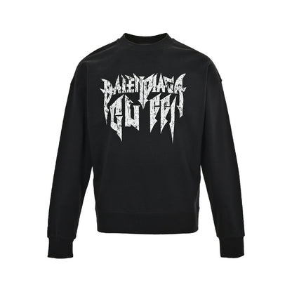 Joint style letter print crew neck sweatshirt