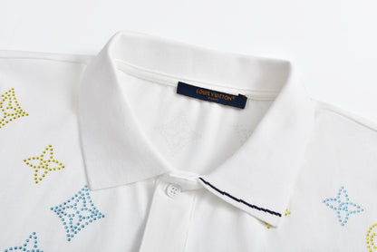 25ss new rhinestone polo