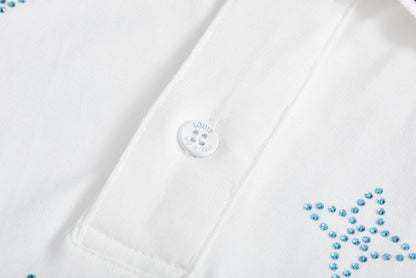 25ss new rhinestone polo