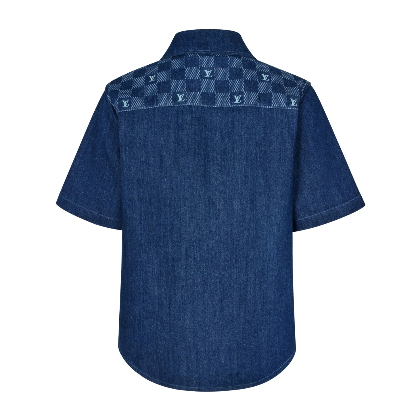 Co branded America's Cup checkerboard denim short sleeved shirt