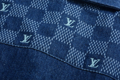 Co branded America's Cup checkerboard denim short sleeved shirt