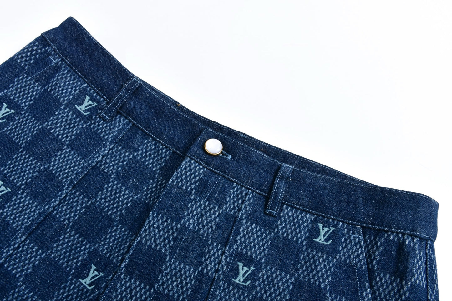 damier denim short