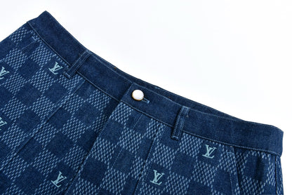 damier denim short